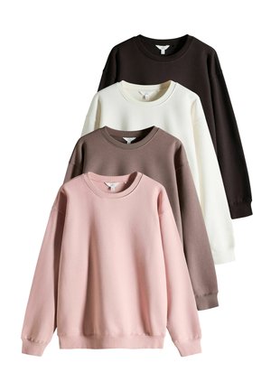 REGULAR FIT - 3 PACK CREW NECK - Sweatshirt - chocolate brown taupe brown dusty pink cream