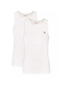Witte katoenen tanktops met een ronde halslijn en een klein zwart driehoeklogo. Inclusief twee stuks in de set.