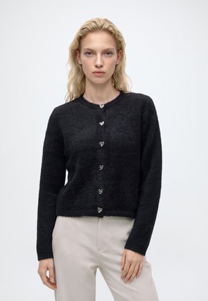 ONLY, ONLKERRY PIUMO LS BUTTON CARDIGAN CC KNT - Жилетка - black/silver-coloured
