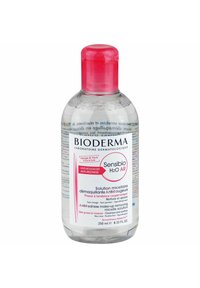 Bioderma Sensibio H2O AR, 250ml heldere vloeistof in een transparante fles met een roze dop en label, bevat tekst over een micellaire oplossing tegen roodheid.