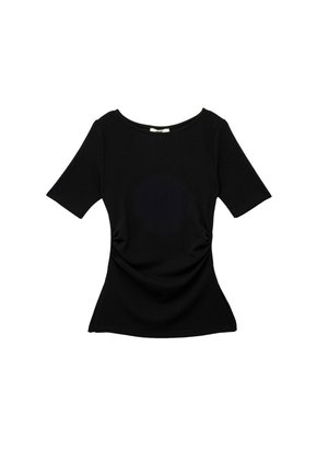 DRAPED DETAIL  - T-shirt - bas - black