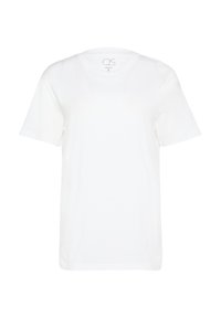 Witte korte mouwen T-shirt van lichtgewicht katoen. Heeft een klassieke ronde hals en een normale pasvorm zonder patronen of versieringen.