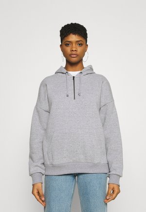 OVERSIZED HALF ZIP SWEAT - Felpa con cappuccio - mottled light grey