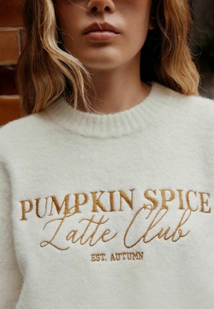 Next, REGULAR FIT - LONG SLEEVE CREW NECK KNITTED JUMPER - Strickpullover - ecru pumpkin spice graphic