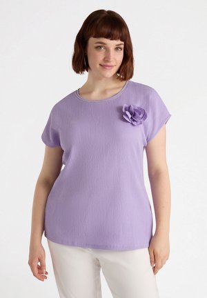 IN CREPONNE CON FIORE - T-shirt con stampa - viola