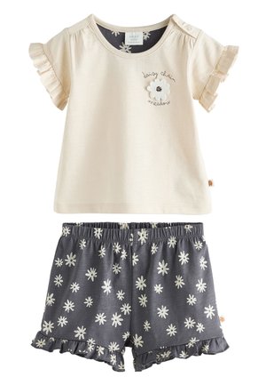 Next REGULAR FIT SLEEVE 2 PIECE SET - Shorts - black white flower