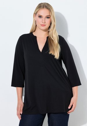 SPLIT NECK 3/4 SLEEVE TEE - Langarmshirt - black