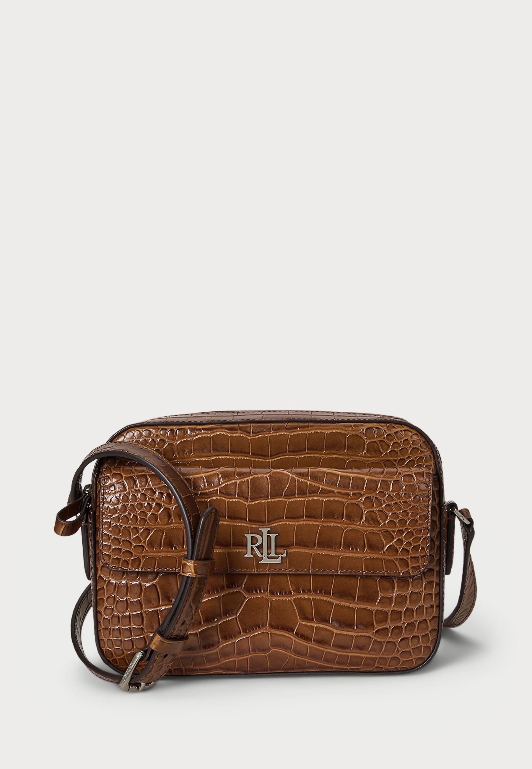 Lauren Ralph Lauren CROC EMBOSSED MEDIUM MARCY CAMERA BAG - Cross body bag  - tobacco/brown