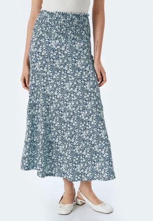 Koton FLORAL - Maxi skirt - dark blue