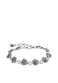 Armband aus Sterlingsilber mit Rosenmotiven, filigranen Details, einem Kettenglied-Design und einem Karabinerverschluss für sicheren Halt.