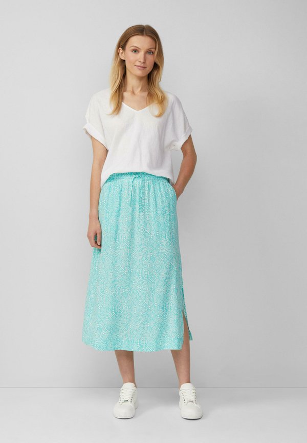 GEMUSTERTER AUS MIT ELASTIKBUND UND TUNNELZUG - A-Linien-Rock - türkis