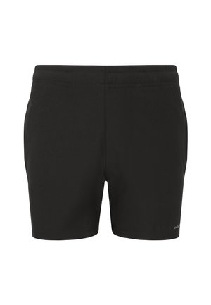 Svarta sportshorts gjorda av slät tyg med resårmidja. Har en minimalistisk design, inga fickor och diskret branding.
