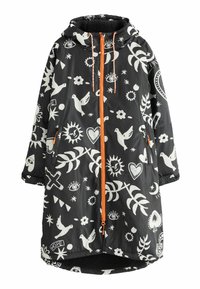 Krátky kabát - charcoal grey hope print