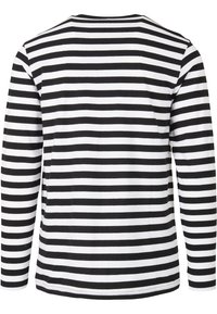 Langsleeve shirt met horizontale zwart-witte strepen. Gemaakt van lichtgewicht stof met een ronde halslijn en een reguliere pasvorm.