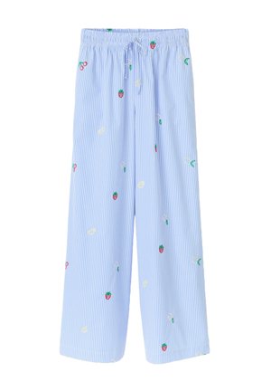 BZB RAYÉ BRODÉ - Pantalon classique - bleu moyen