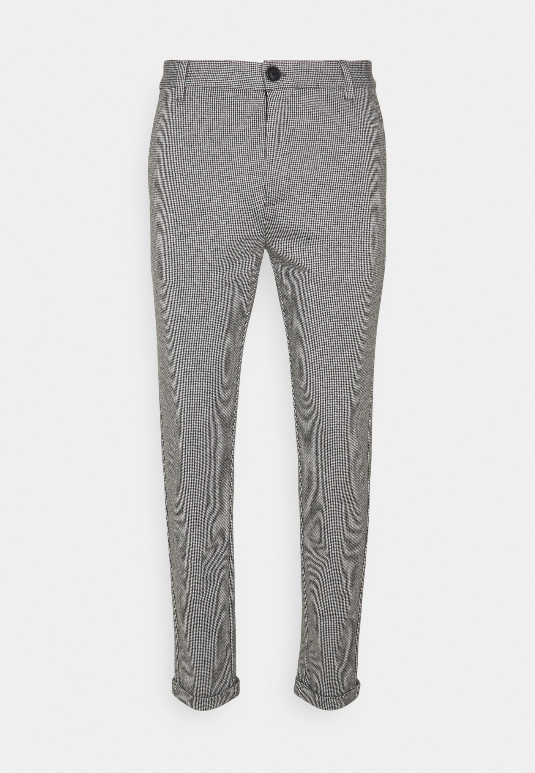 Lindbergh Gingham Superflex Pants Crop Trousers Light Grey, Men's, Size: Large, Mottled Grey