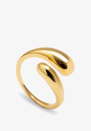 Bague en or enveloppante avec une finition lisse et polie. Présente deux bandes courbes qui convergent, créant un design élégant et moderne.