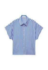SHORT SLEEVE STRIPED - Button-down blouse - blue