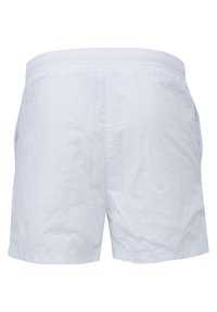 Vita, lätta shorts med elastisk midja, två sidofickor och en mjuk, matt yta. Inga synliga mönster eller detaljer.