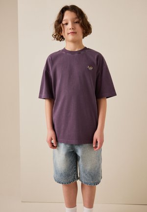 Next, REGULAR FIT - WASHED CHEST EMBROIDERY T-SHIRT . - T-shirt basic - berry purple
