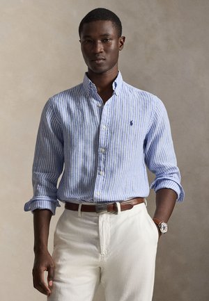 CUSTOM FIT STRIPED LINEN SHIRT - Πουκάμισο - blue/white