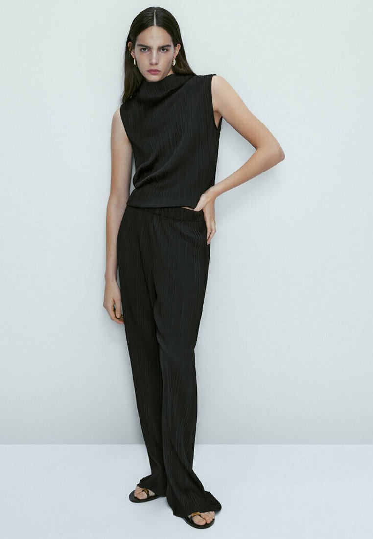 Massimo Dutti SLEEVELESS PLEATED Bluse mottled black/schwarz