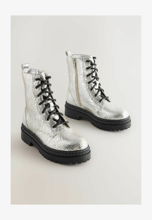 Next, REGULAR FIT - CHUNKY - Lace-up ankle boots - silver crackled