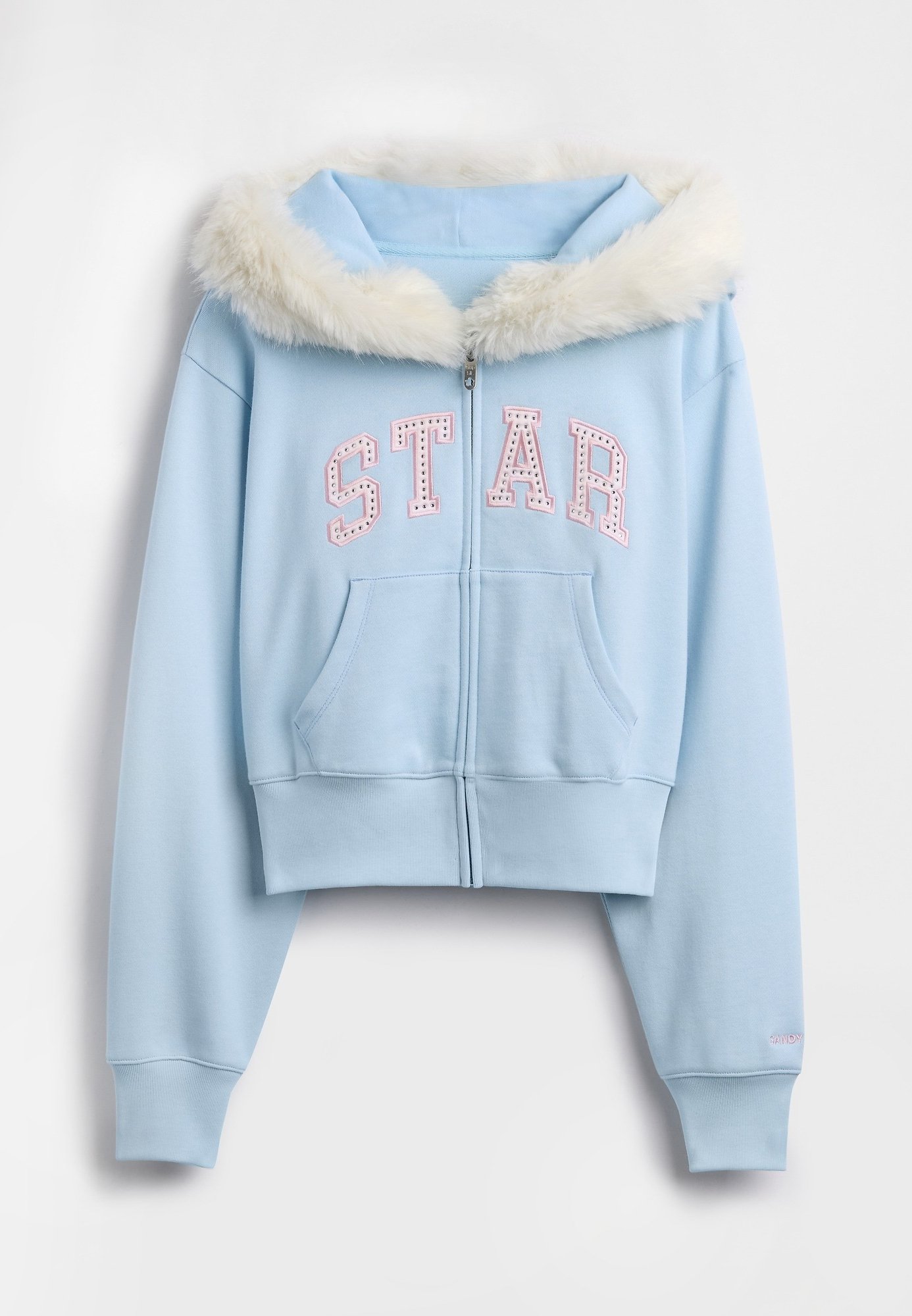 GAP GAP SANDY LIANG VEGAN FUR-TRIM CROP ZIP HOODIE - Zip-up