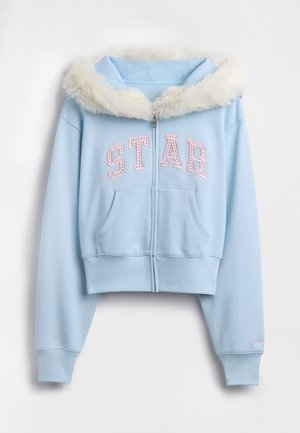 GAP GAP SANDY LIANG VEGAN FUR-TRIM CROP ZIP HOODIE - Sudadera con cremallera - harbor blue