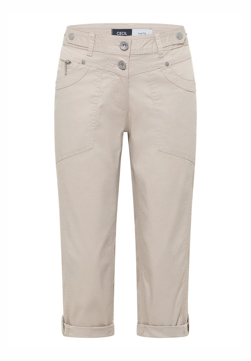 Cecil MID-WAIST CASUAL-FIT PANTS WITH TURN-UP HEM - Shorts - grain ...