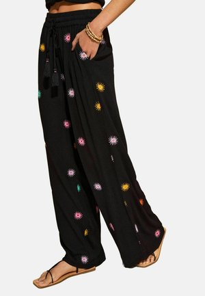 WIDE - Nadrágok - black sun embroidered
