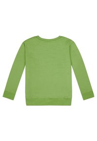 Langarm sweatshirt in felgroen, met een ronde hals en ribgebreide manchetten en onderkanten. Gladde textuur zonder patronen of afbeeldingen.