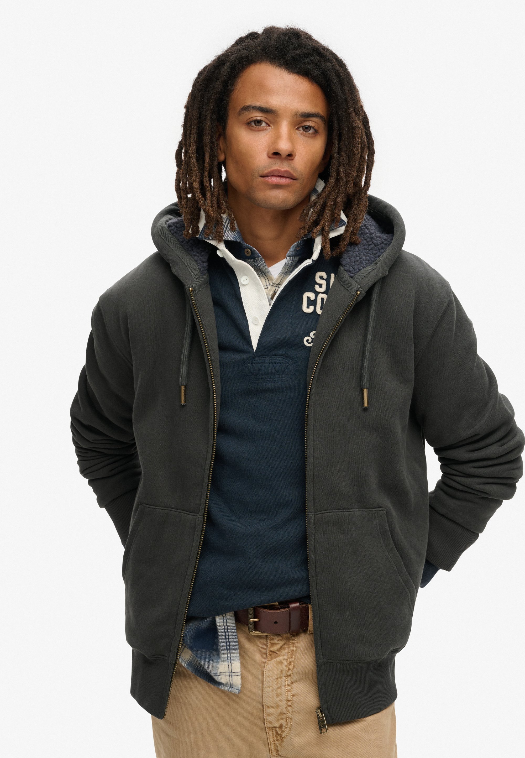 Sweat à Capuche Zippé Superdry Homme - Gris - Taille Unique - Coton/polyester - Neuf Avec étiquettes