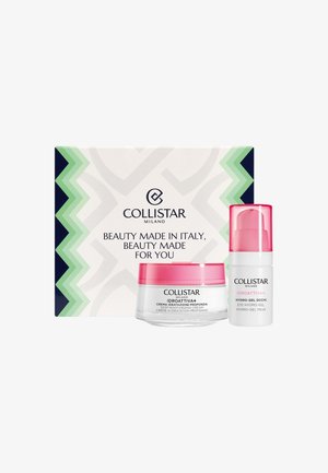 Collistar Milano huidverzorgingsset met diepe hydraterende crème en ooghydrogel naast een decoratieve doos met het label "Beauty Made in Italy."