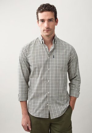 EASY IRON BUTTON DOWN OXFORD - Camicia - neutral brown/navy gingham check