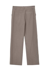 Beige weite Cordhosen mit Gürtelschlaufen und zwei aufgesetzten Gesäßtaschen, von hinten auf weißem Hintergrund gezeigt.