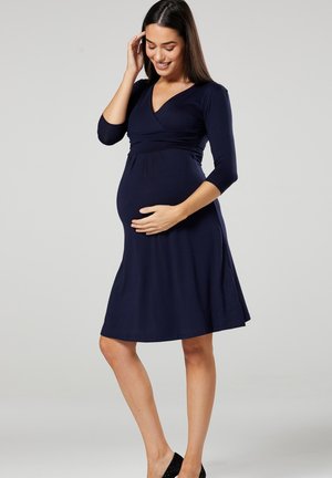 Happy Mama 3/4 SLEEVE V-NECK  - Džersejové šaty - navy