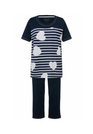 Ulla Popken STRIPED HEART SHORT SLEEVE - Pyjama - night blue