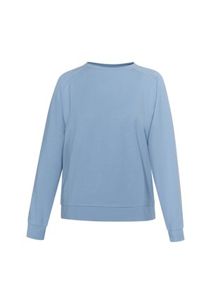 Blauwe langarm sweatshirt met een ronde hals, ribgebreide manchetten en zoom, gemaakt van zachte stof, met een gladde textuur en een relaxte pasvorm.