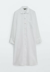 Witte langemouwenshirt van lichtgewicht stof, met een knoopsluiting aan de voorkant, een klassieke kraag en een borstzak.