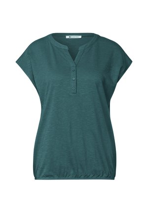Street One DROPPED SHOULDER SHIRT MIT SPLIT NECK - T-shirts basic - mediterra green