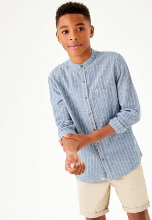 LONG SLEEVE GRANDAD COLLAR - Shirt - blue stripe