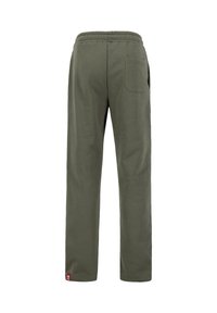 Olijfgroene sweatpants met een elastische tailleband, een enkele achterzak en een regular fit ontwerp, gemaakt van zachte katoenmix stof.