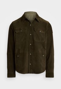 SHIRT JACKET - Giacca di pelle - olive smoke/turf olive