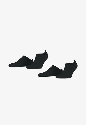 Schwarze Knöchelsocken in verschiedenen Höhen, aus einem glatten Stoff mit gerippter Textur, mit einer abgerundeten Zehenpartie und einem elastischen Bündchen.