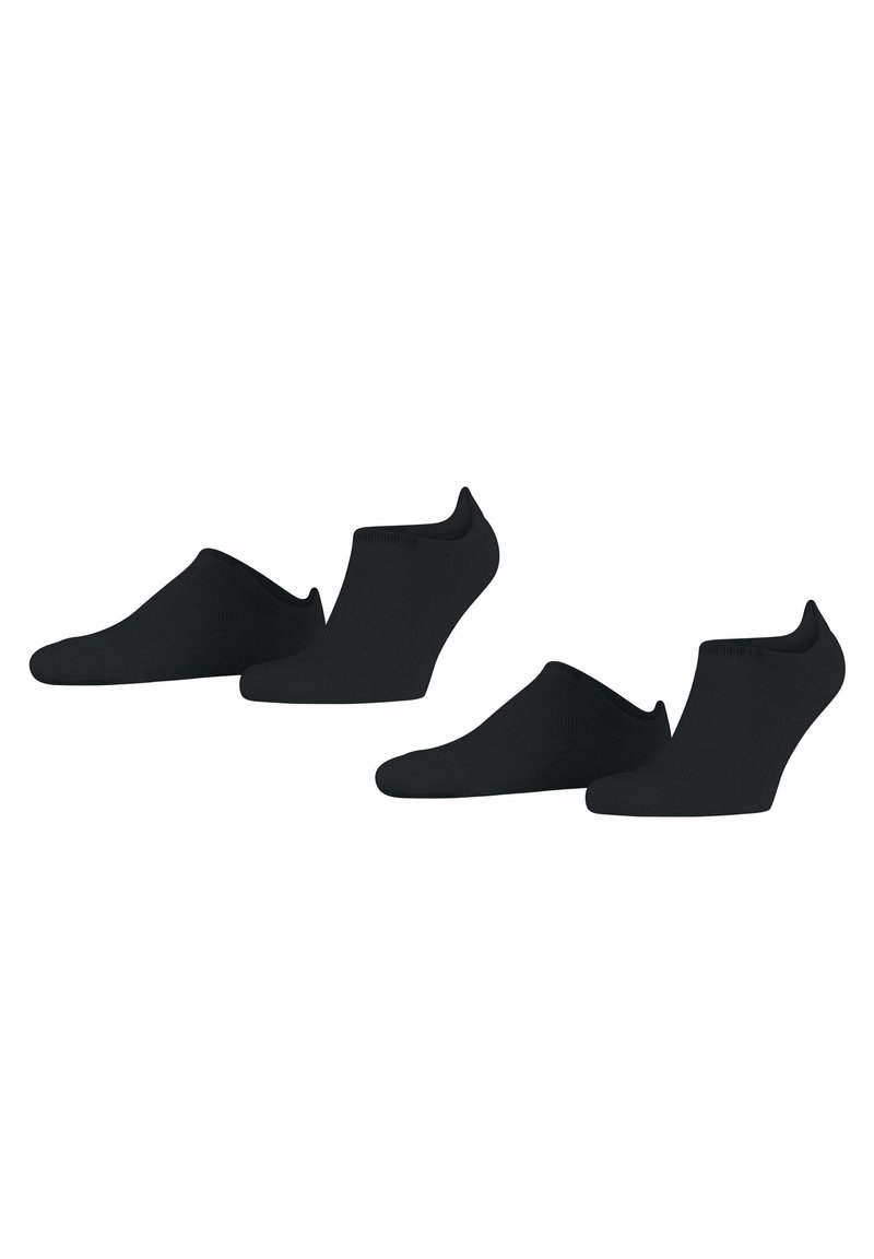 Chaussettes noires pour la cheville de différentes hauteurs, fabriquées en tissu doux avec une texture côtelée, dotées d'un orteil arrondi et d'une bande élastiquée.