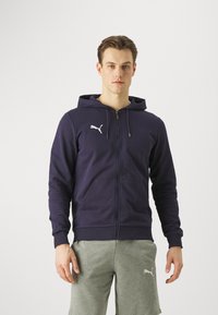 Puma - TEAMGOAL CASUALS HOODED JACKET - Jaka ar rāvējslēdzēju - navy/white Miniatūras attēls 1