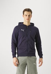 Puma - TEAMGOAL CASUALS HOODED JACKET - Tröja med dragkedja - navy/white Miniatyrbild 1