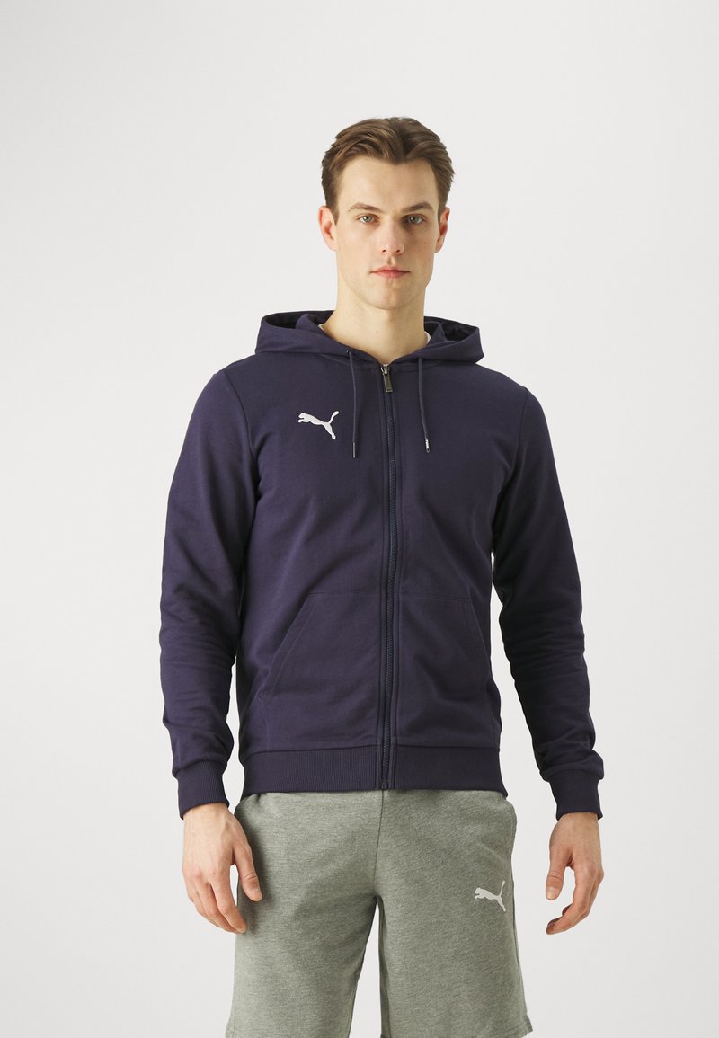 Puma - TEAMGOAL CASUALS HOODED JACKET - Tröja med dragkedja - navy/white, Förstora