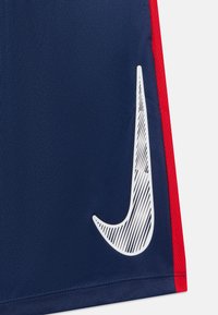 Tumed sinised sportlikud lühikesed püksid punaste külgmiste aktsentidega. Omavad suurt valget Nike logo, millel on diagonaalsed jooned tekstuuri jaoks. Valmistatud kergest materjalist.